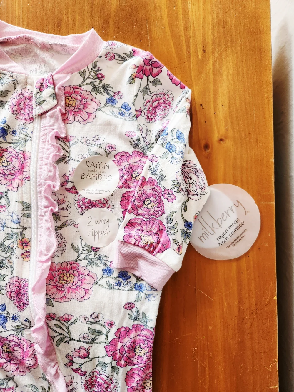 NWT Milkberry 6-9m Bamboo Floral Ruffle Butt Footie - Picture 2 of 6